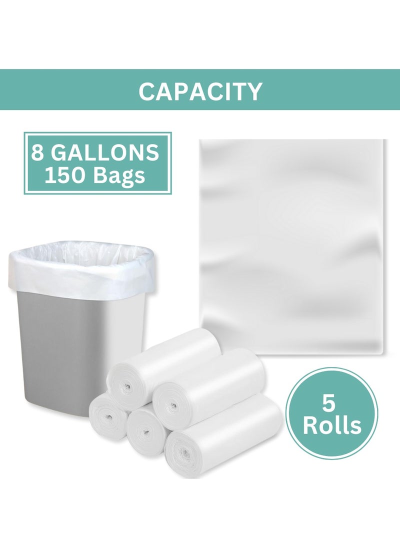 8 Gallons 150 Trash Bags Heavy Duty White Plastic Garbage Bags for Contractor, Industrial, Home, Kitchen, Commercial, Yard, Lawn, Leaf(8 Gallons, 150 Bags) - pzsku/ZC9DC67FE3096015FD2ACZ/45/_/1728494135/4f8fab35-d454-48b4-a8d7-ff5ce926e01e