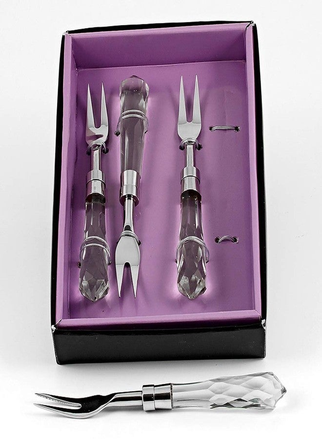 بارسكي طقم شوك وملاعق - للفواكه والحلويات والكعك والمقبلات - مصنوع من الفولاذ المقاوم للصدأ بمقبض كريستالي - طوله 5.75 بوصة - معبأ في علبة هدايا أنيقة - طقم من 4 قطع - من بارسكي - - Image 2