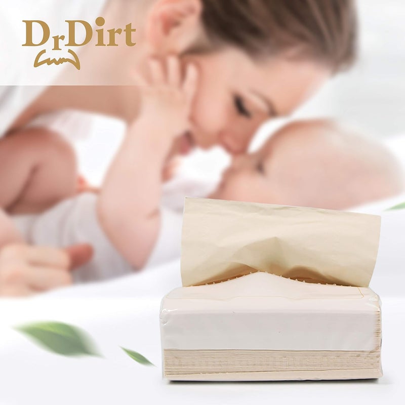 DrDirt Tissue, Boxless, 330 Sheets (110 Pairs)*36 Packs, 3-Ply Tissue Paper, Soft Pack, Bamboo, Unbleached, Natural Color, Eco-Friendly - Image 4