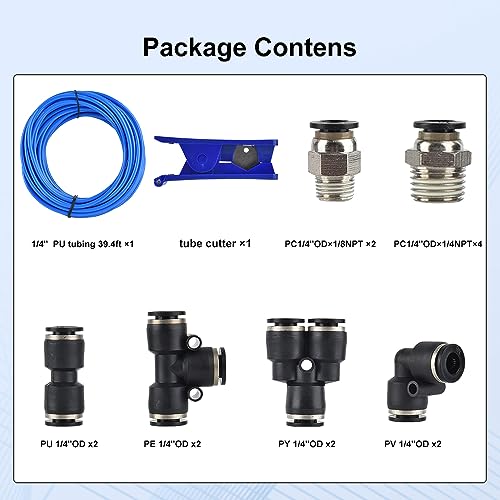 cnaodun Air Line Tubing Kit, CNAODUN 1/4 inch OD 1/6 ID 39.4ft/12 Meter Blue Pneumatic Tubing PU Air hose Pipe Tube Kit for Air Line or Fluid Transfer - Image 2
