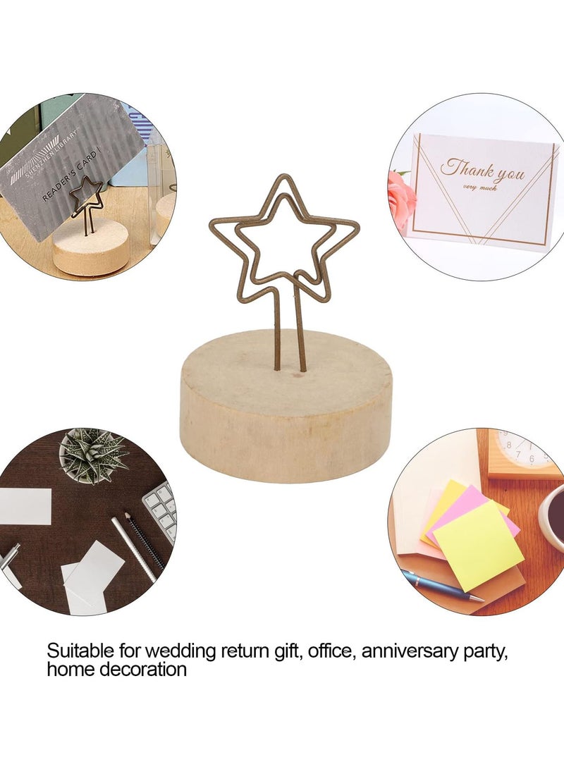 GGOOT 10Pack Table Number Holder,Wood Place Card Holders,Star Shaped Wedding Table Name Card Holder Clips with Wooden Base,Memo Note Photo Stand  - Image 2