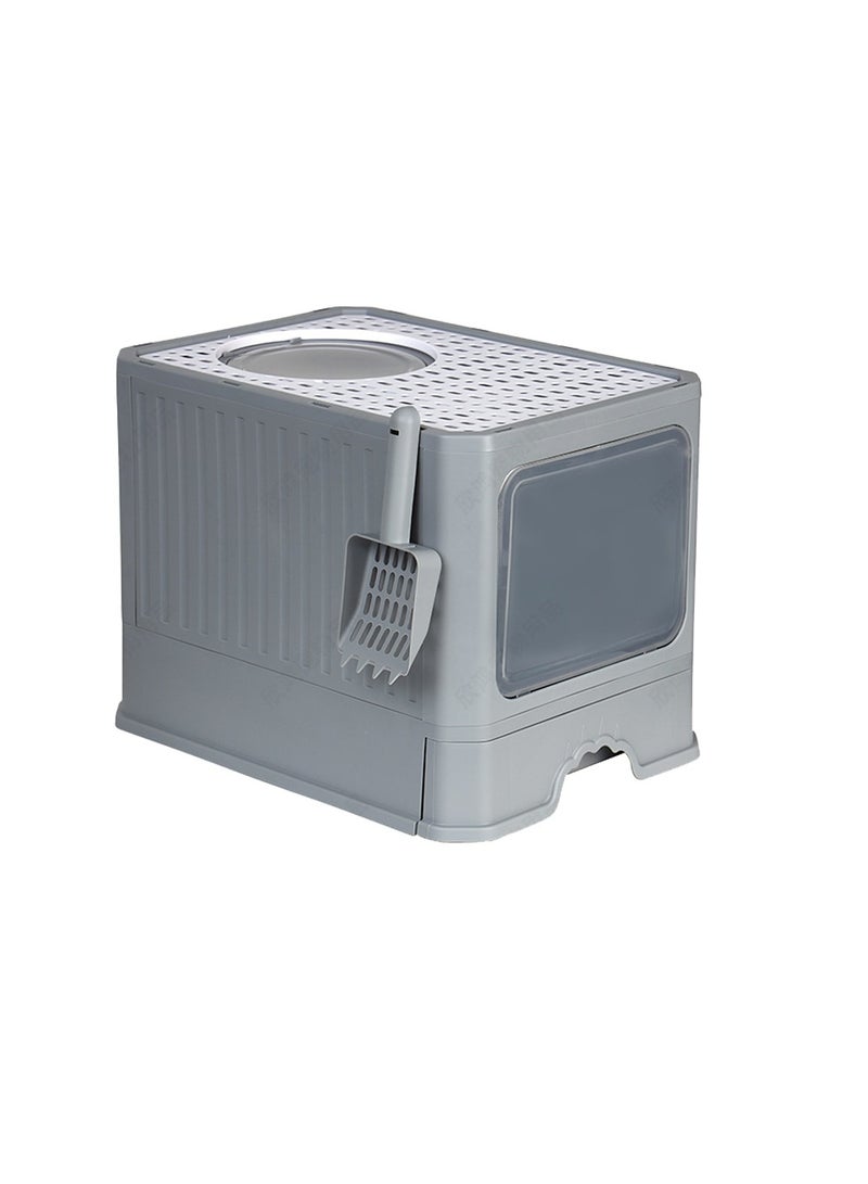 Kidle Foldable Cat Litter Box with Lid Cat Litter Tray Litter Basin for Cats - Image 1