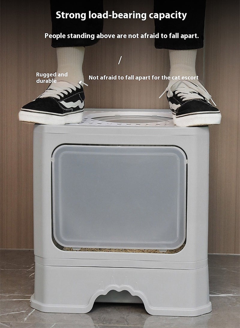 Kidle Foldable Cat Litter Box with Lid Cat Litter Tray Litter Basin for Cats - Image 4