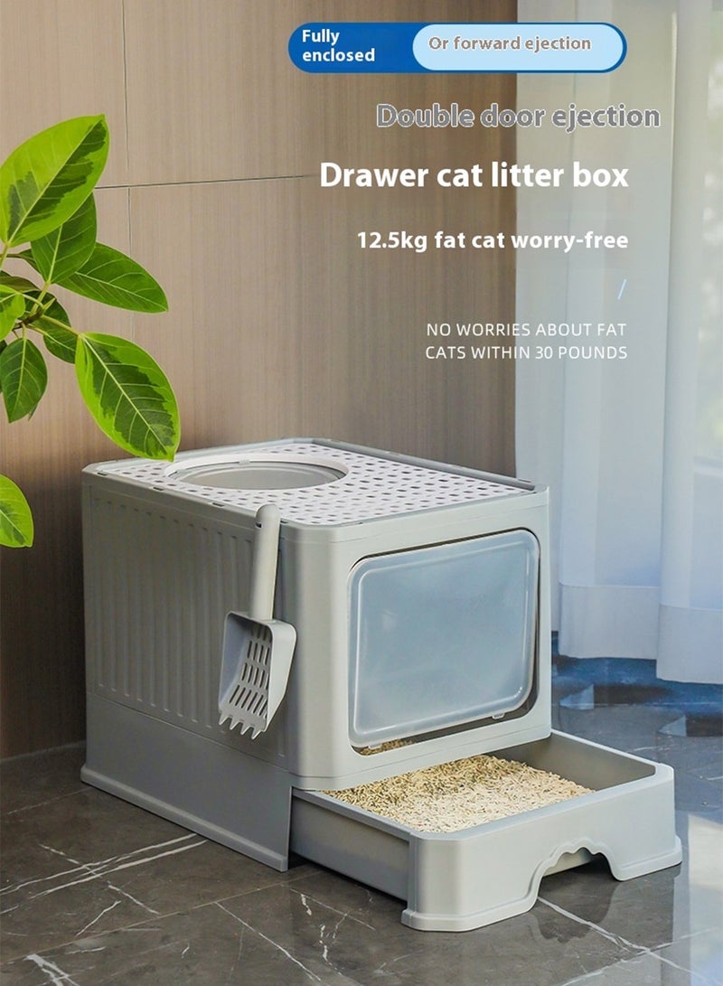 Kidle Foldable Cat Litter Box with Lid Cat Litter Tray Litter Basin for Cats - Image 5