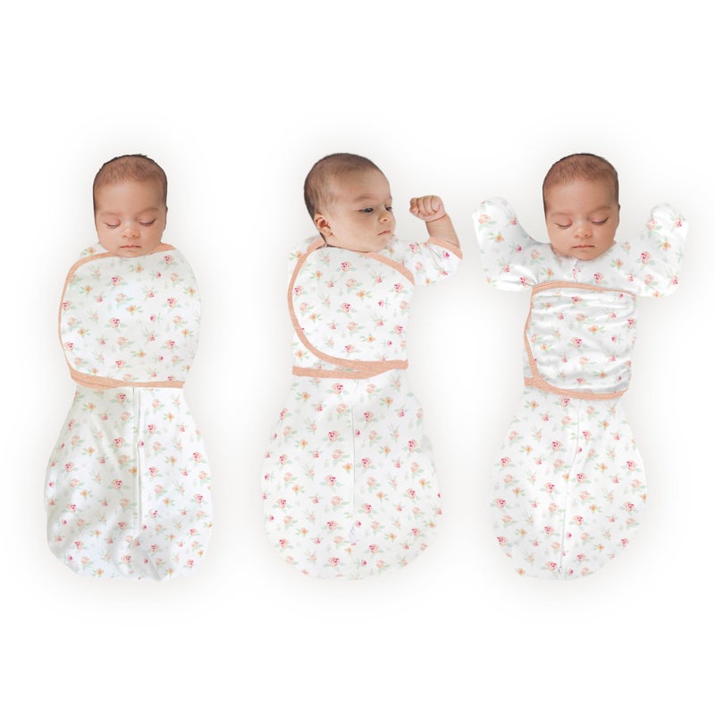 SwaddleDesigns 6-Way Omni Swaddle Sack Arms Up Swaddle for Newborn, More Options to Calm Moro Reflex, Improves Sleep, Transition Baby Sleep Sack, Small, 0-3 Mo, 6-12 lbs, Watercolor Peachy Pink Floral - Image 1