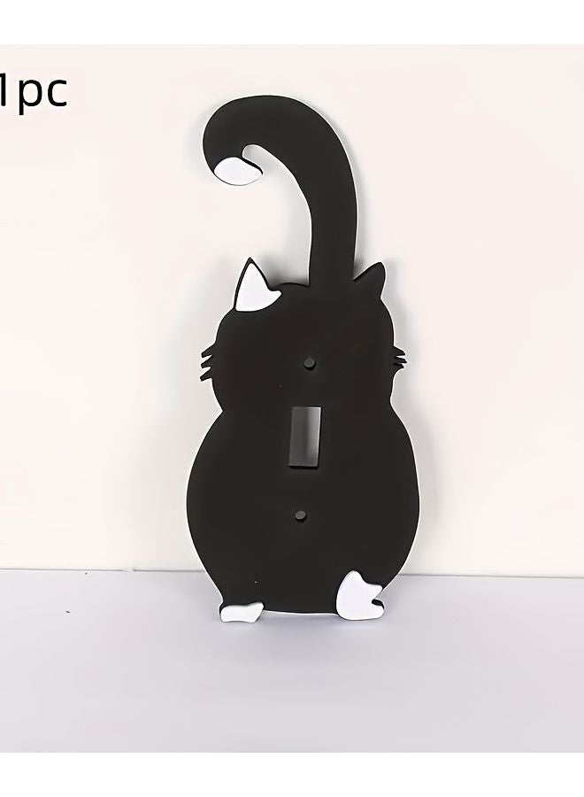 Cute Black Cat Silhouette Single Light Switch Cover Easy Install Wall Panel Home Decor - Image 1