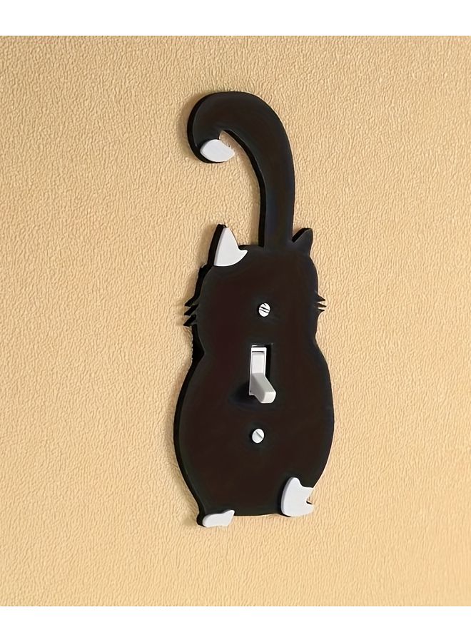 Cute Black Cat Silhouette Single Light Switch Cover Easy Install Wall Panel Home Decor - Image 5
