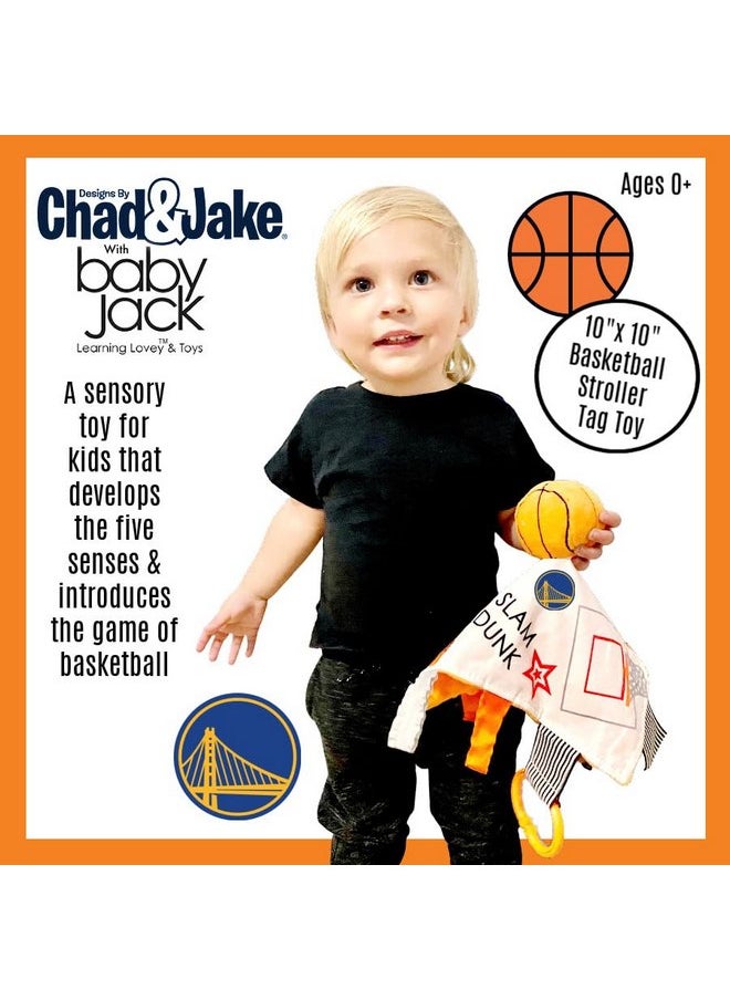 The Learning Lovey The Learning Lovey Goldenstate Warriors Baby Tag Toy - NBA Basketball - Baby Sensory Crinkle Toys - Soft & Safe - Ideal Baby Stroller Toy - BPA Free w/Stroller Clip  - Image 3