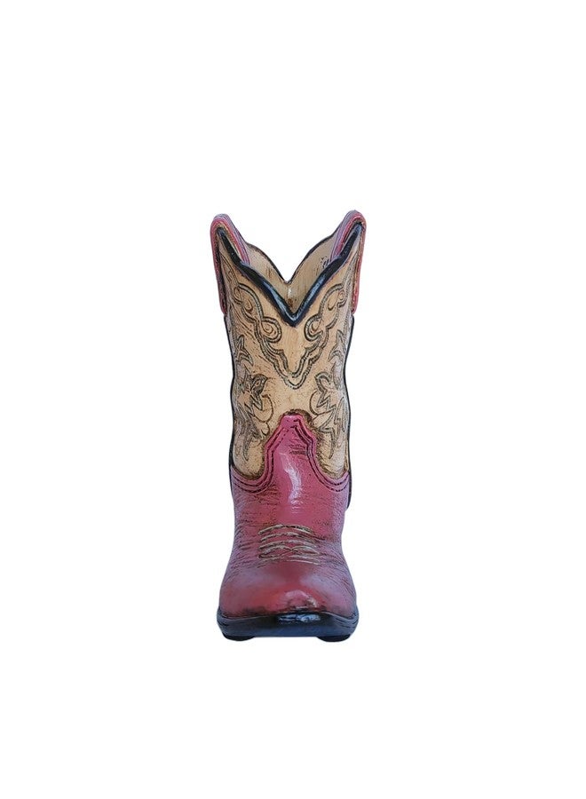 Eagrafts Rustic Decorative Western Cowboy Boot Pencil Pen Holder Vase Caddy Office Decoration (Beige and Pink) - Image 3