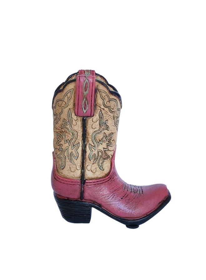 Eagrafts Rustic Decorative Western Cowboy Boot Pencil Pen Holder Vase Caddy Office Decoration (Beige and Pink) - Image 2
