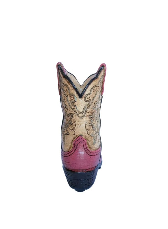 Eagrafts Rustic Decorative Western Cowboy Boot Pencil Pen Holder Vase Caddy Office Decoration (Beige and Pink) - Image 4