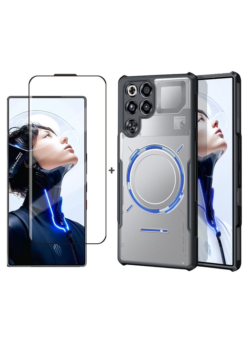 For ZTE Nubia Red Magic 11 Pro / 11 Pro+ Case and Tempered Glass Screen Protector Accessorise, TPU+PC Shockproof Bumper Mobile Phone Back Cover, Anti-fingerprint Protective Casing - Image 1