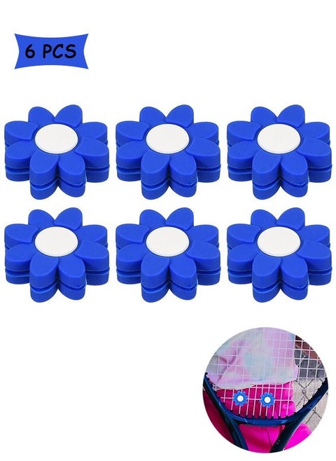 6 Pcs Flower Shape Tennis Racket Vibration Dampener, Silicon Tennis Shock Absorbers Sports Accessories, Absorber Baseball Absorbing Tool Vibration Dampener Small Racket Dampener Fancy Gift (Blue)