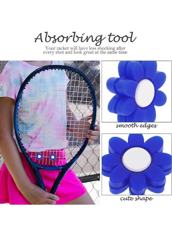 Generic - 6 Pcs Flower Shape Tennis Racket Vibration Dampener, Silicon Tennis Shock Absorbers Sports Accessories, Absorber Baseball Absorbing Tool Vibration Dampener Small Racket Dampener Fancy Gift (Blue) - Image 1