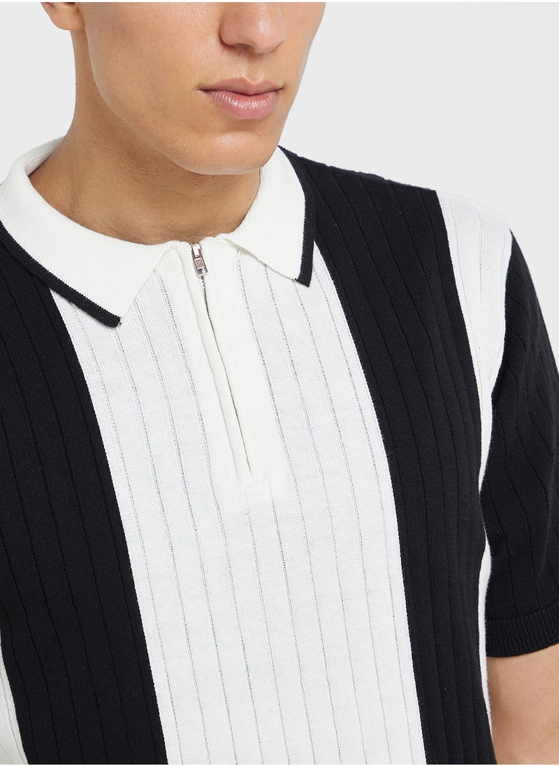 BRAVE SOUL Knitted Zipped Polo Shirt  - Image 3