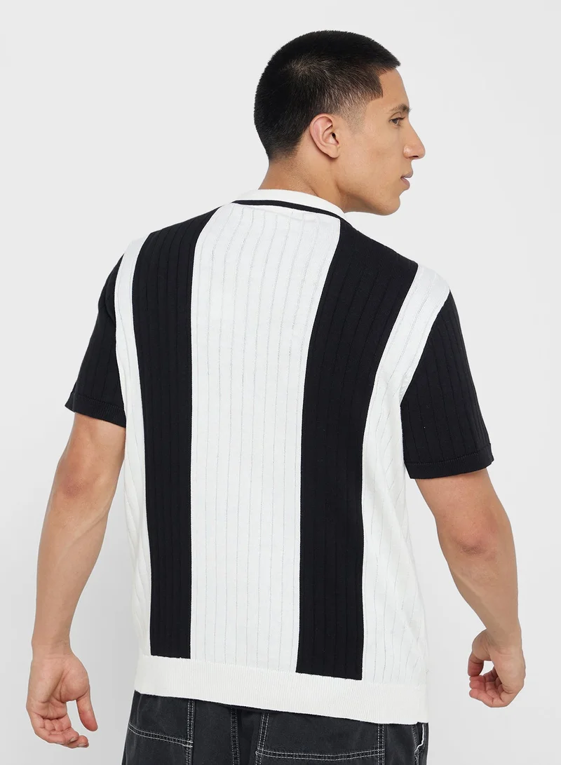 BRAVE SOUL Knitted Zipped Polo Shirt