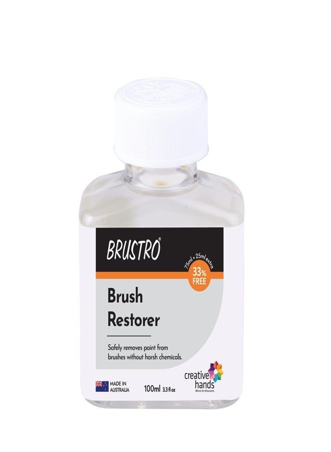 Brustro Brush Restorer | 100 ml (75ml+25ml Free), Non- Toxic, Plant-Based | Ideal for Natural and Synthetic Bristles, Oil and Acrylic Paints, Professional Artists and Fine Art Students - Image 1