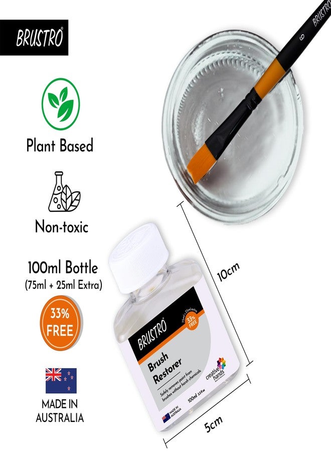 Brustro Brush Restorer | 100 ml (75ml+25ml Free), Non- Toxic, Plant-Based | Ideal for Natural and Synthetic Bristles, Oil and Acrylic Paints, Professional Artists and Fine Art Students - Image 3