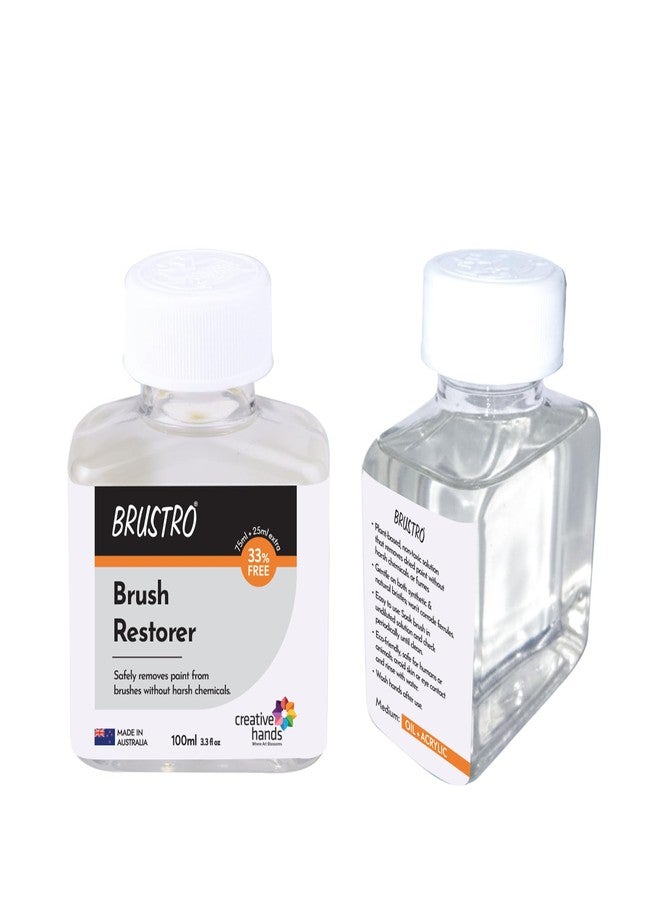 Brustro Brush Restorer | 100 ml (75ml+25ml Free), Non- Toxic, Plant-Based | Ideal for Natural and Synthetic Bristles, Oil and Acrylic Paints, Professional Artists and Fine Art Students - Image 2