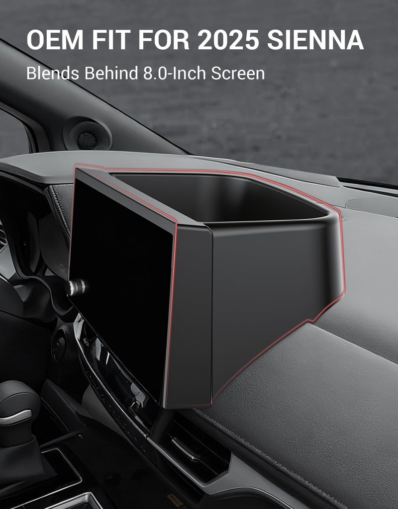 Ecarzo 8.0 inches Screen Dash Tray Phone Holder for Toyota Sienna 2025 2026, Custom Fit Behind Screen Dashboard Organizer, Dash Console Storage Tray with Non-Slip Liner (NOT for 12.3-Inch Display) - Image 2