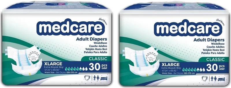 ميدكير Adult Diapers Xlarge Classic (Largest Size) 60 Pieces