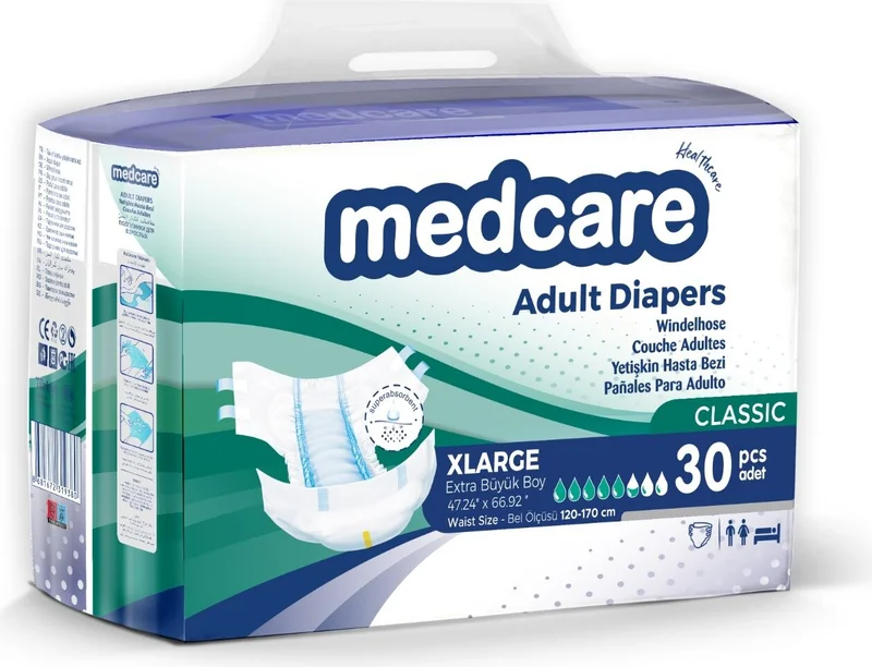 ميدكير Adult Diapers Xlarge Classic (Largest Size) 60 Pieces