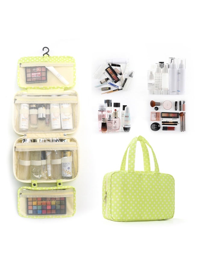 Four-fold polka dot storage bag, waterproof and moisture-proof cosmetic toiletry bag, portable toiletries organizer