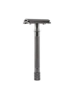 Merkur MERKUR 23B Double Edge Safety Razor  Black Long Knurled Brass Handle Made in Germany PlasticFree Three Piece Design Closed Comb Straight Bar 