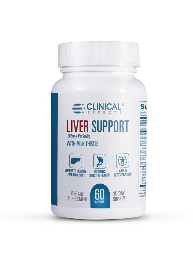 Clinical Effects: Liver Support - Natural Milk Thistle and Zinc Supplement - 60 Veggie Capsules - Helps Detox and Cleanse The Liver - Supports Liver Function and Digestive Health - Made in The USA - Image 1