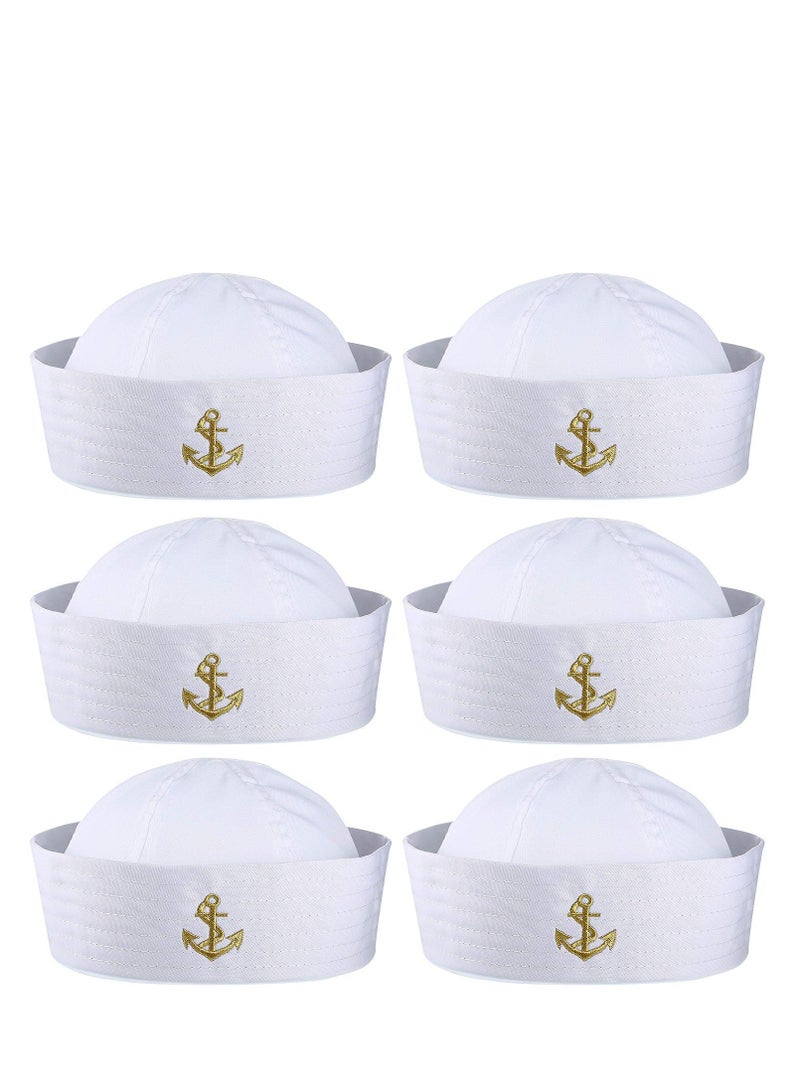 Barakah 6 Pieces Sailor Hat Captain Navy Hat Blue with White Sail Hats for Adult Sailor Costume, Kid Navy Costume Accessory, Dressing Up Party - Image 1