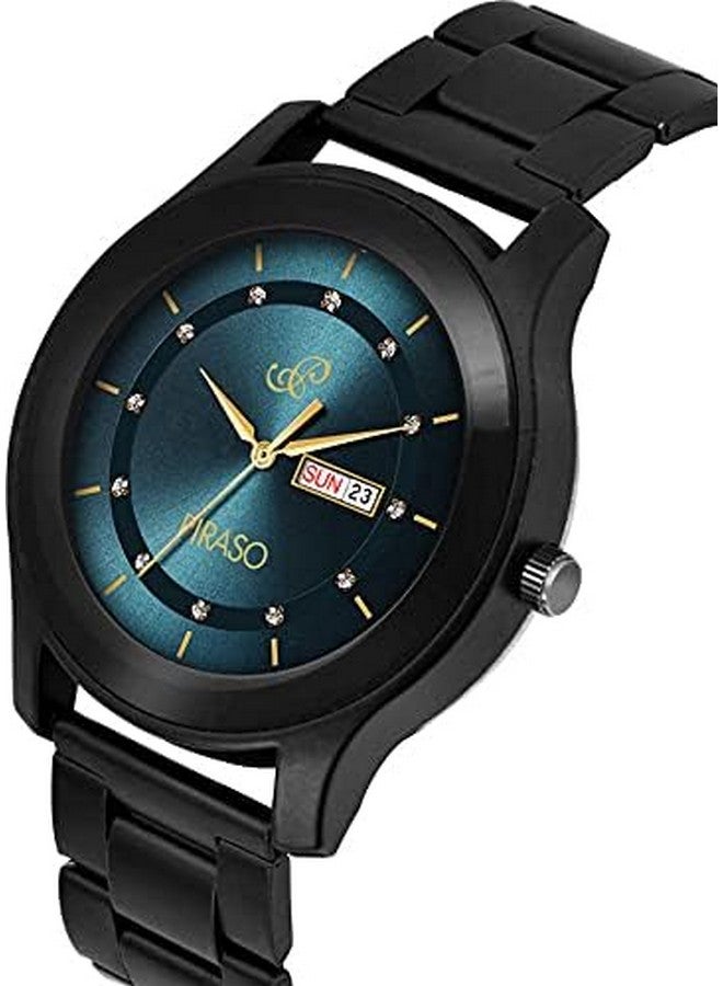 PIRASO Stainless Steel Classy Look Blue Dial And Black Chain Analog Watch For Men - Image 4
