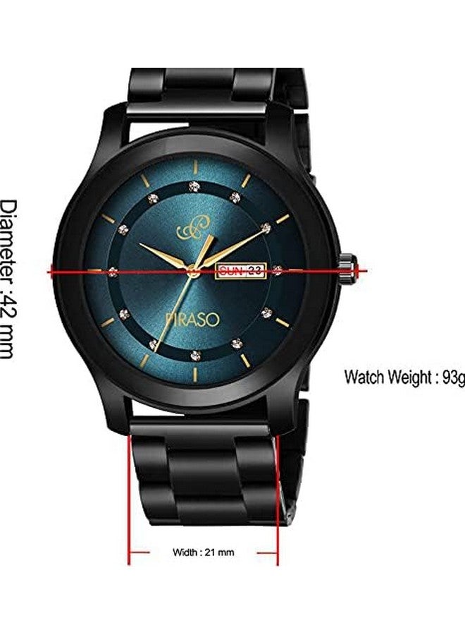 PIRASO Stainless Steel Classy Look Blue Dial And Black Chain Analog Watch For Men - Image 5