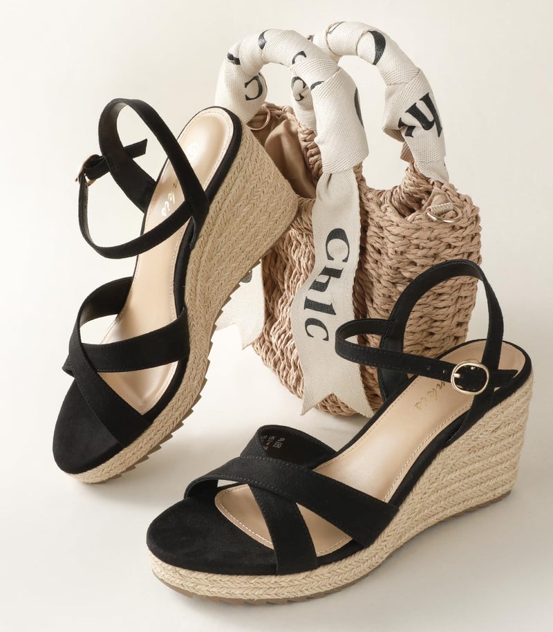 Ankis Wedge Sandals for Women, Black Espadrille Womens Wedge Sandals Comfortable Open Toe Ankle Strap High Heel Wedges for Women Dressy Summer -3.4Inch - Image 4