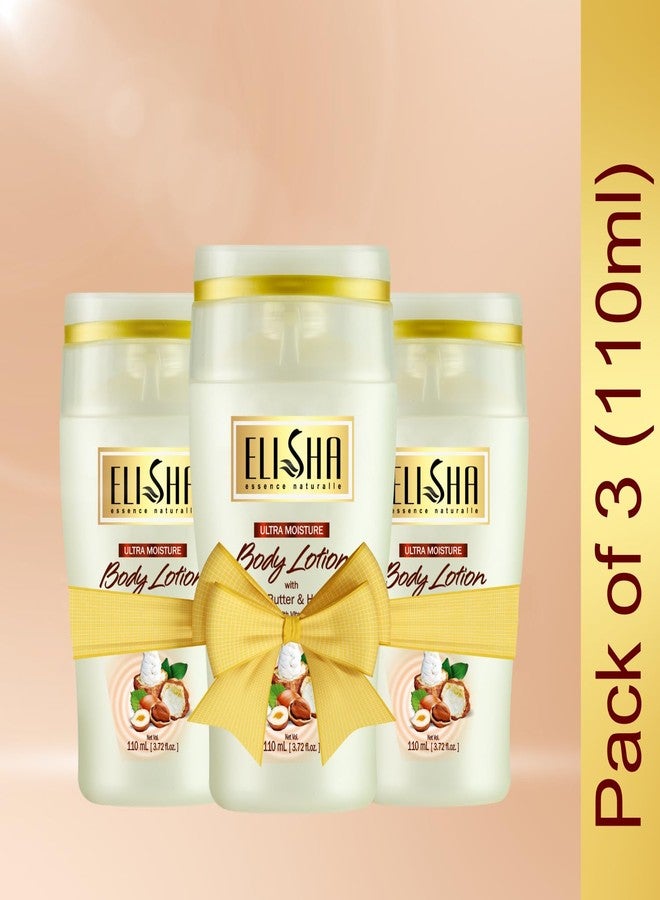 Elisha Body Lotion With Cocoa Butter & Hazelnut Healthy Bright, Sun + Pollution Protection Daily Moisturizer Fast Absorbing and Non-sticky, for Dry Skin, for Men & Women - 110ml (Pack of 3) - Image 2