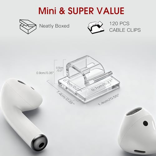 Latoxcaa 120PCS Heavy-Duty Adhesive Cable Clips, Clear Traceless Cord Organizer & Wire Holders for Wall, Desk, Car, LED Strips and Outdoor Lights (Small) - Image 2