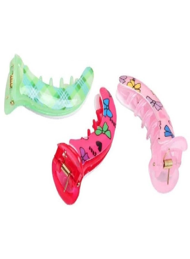 FICTIOUS Mirchi Shape Hair Clips - Self-Lock Banana Claw Clips, Plastic Hair Clutches for Thick & Fine Hair, Ponytail Barrettes for Women & Girls - Multi-Color (3PCS) - Image 1