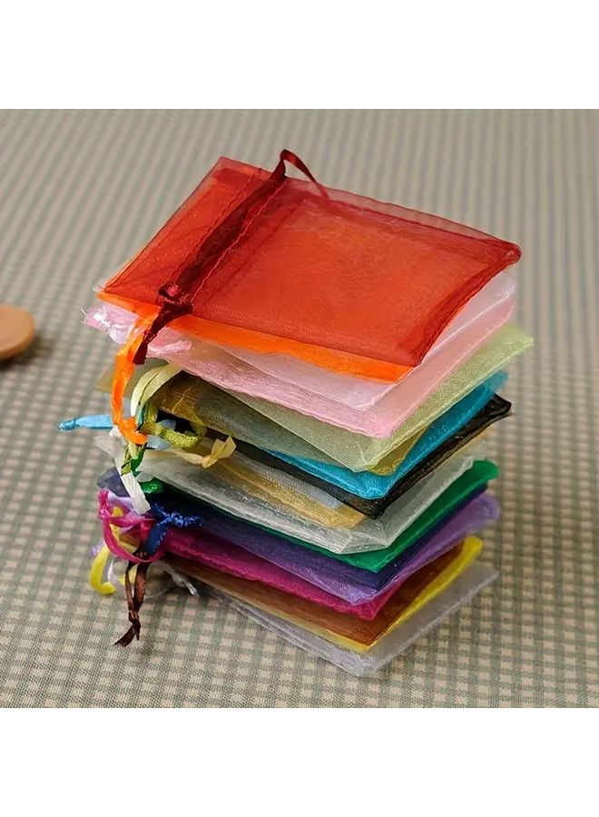 100pcs Mesh Bags Wine Red Gauze Bag 3.94 By 5.91inch Reusable Colorful Storage Pouches Breathable Fabric Bags Suitable For Jewelry Accessories Gems Birthday Gifts Holiday Presents Party Favors - Image 3