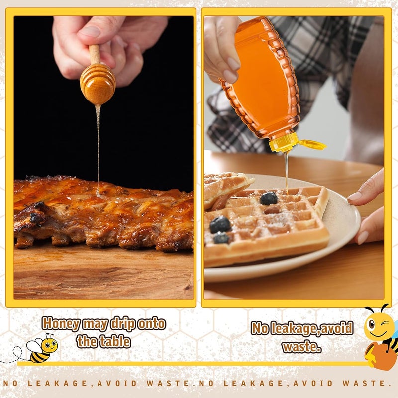 Layhit 20 Pieces 32 oz Plastic Honey Jars Clear Plastic Honey Bottles with Lids Container Dispenser with Flip Lid Empty Squeeze Bottle for Easy Storing and Dispensing(Classic) - Image 5