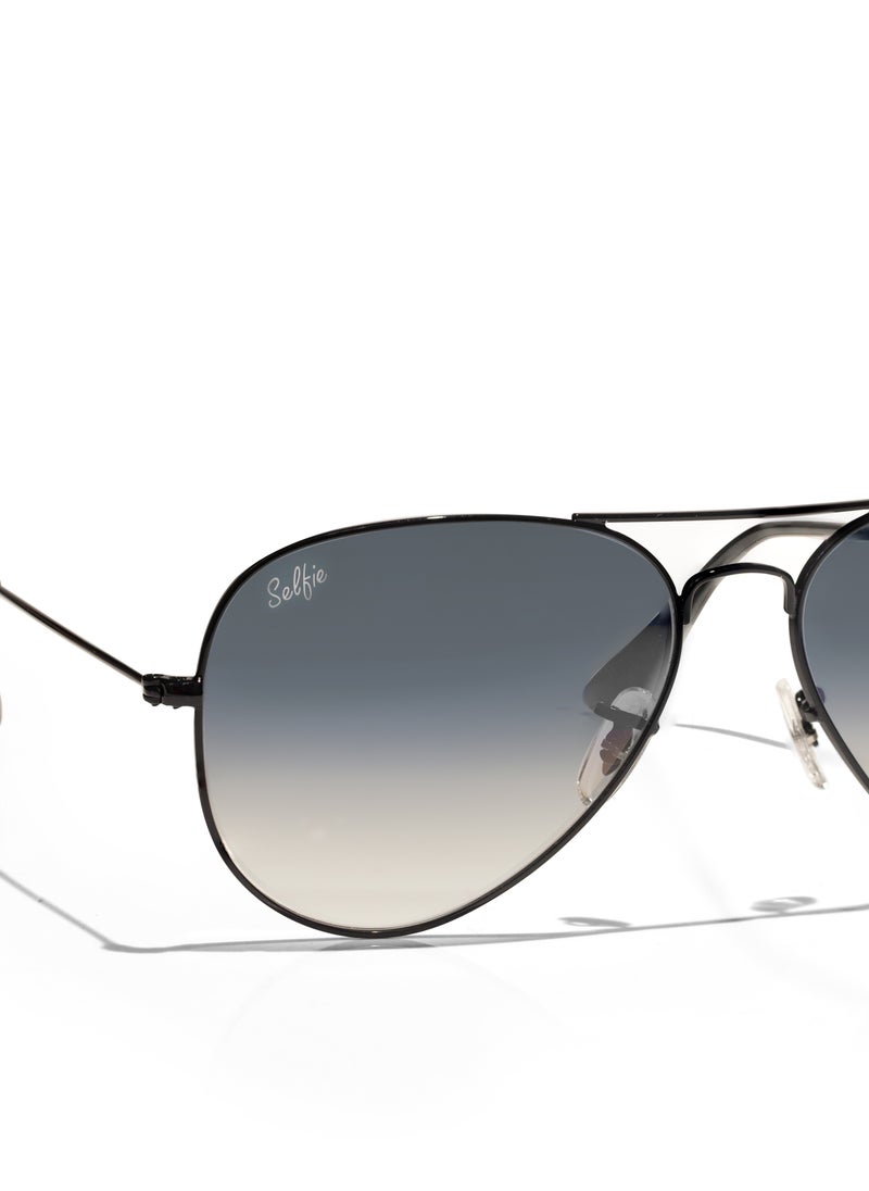 selfie Selfie Aviator Black Black Metal Frame with UV 400 Sunglasses, SE3025-019  - Image 3