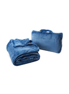 Cabeau Fold N' Go Buttery Soft French Microfiber 4-in-1 Blanket Royal Blue 36 x 60 Inch CB-BLFG2085  - Image 1