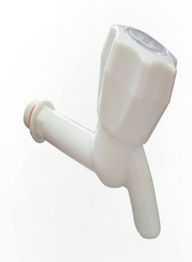 Droptech White PVC Long Body Plastic Bib Cock/Water Taps for Kitchen Bathroom Wash Basins - Set of 4 (1/2", 15 mm) Type PVC Taps Faucet for Hot and Cold Water(Long Body) - Image 3