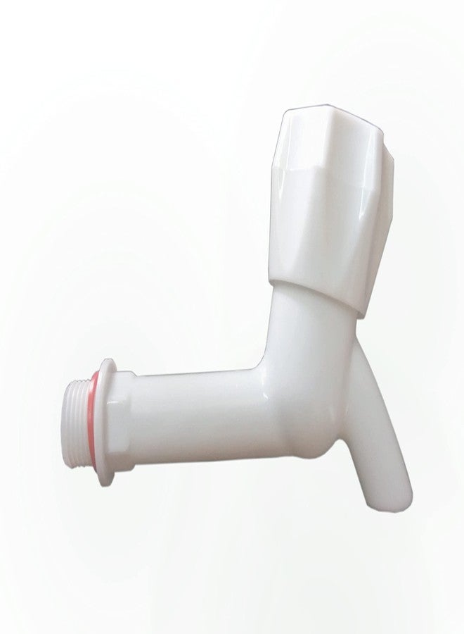 Droptech White PVC Long Body Plastic Bib Cock/Water Taps for Kitchen Bathroom Wash Basins - Set of 4 (1/2", 15 mm) Type PVC Taps Faucet for Hot and Cold Water(Long Body) - Image 4