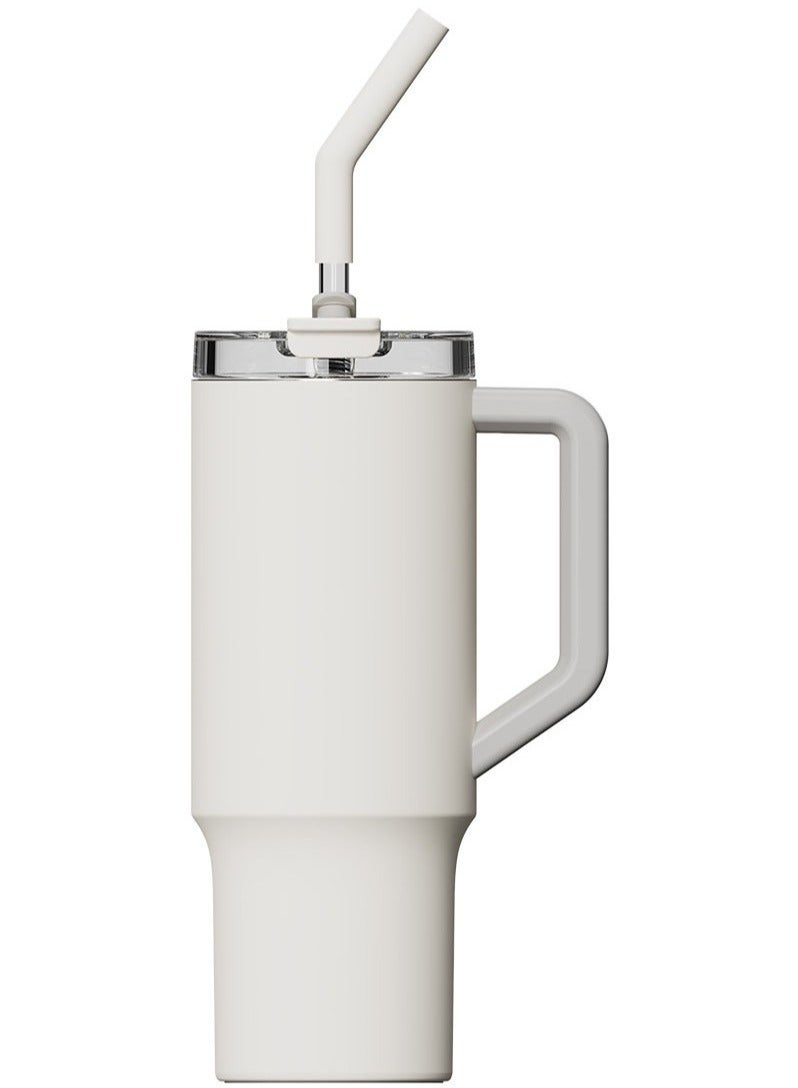 Xiaomi Straw Mug Cup 1L Large Capacity – Durable 316L Stainless Steel Thermos with Handle and Leak-Proof Lid Featuring Built-In Straw, Ideal for Sports, Car, Travel, Hiking, and Outdoor Activities – Keeps Drinks Hot or Cold for Hours – White - Image 1