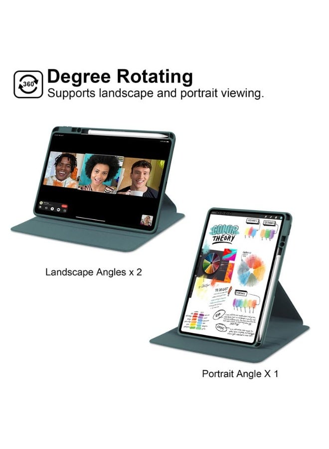 لـ Lenovo Tab M11 11 بوصة غطاء الحالة,حالة الحماية اللوحية,تصميم الدوار 360 درجة الاكريليك,استيقاظ / نوم تلقائي,جلد ناعم,أخضر - Image 3