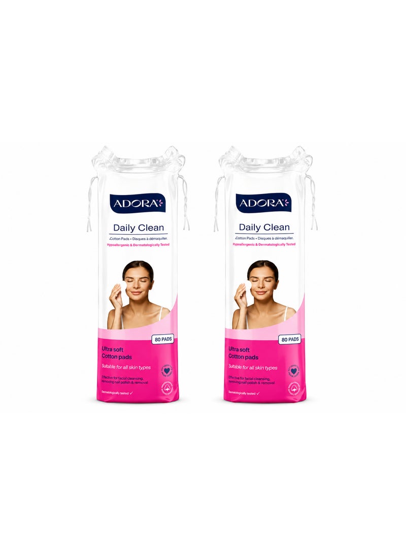 Adora 2-for-1 Makeup Removal Cotton Pads – 80 pads x 2 (Total: 160 pads) - Image 1