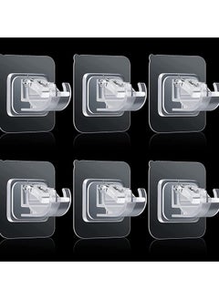 KASTWAVE Adjustable Rod Bracket, Self-Adhesive Curtain Hook No Drill Fixing Rod Holder Bracket Drapery Hook Curtain Pole Towel ABS Wall Bracket Hook for Home Bathroom Living Room Hotel Use (6 Pieces, Clear)  - Image 1