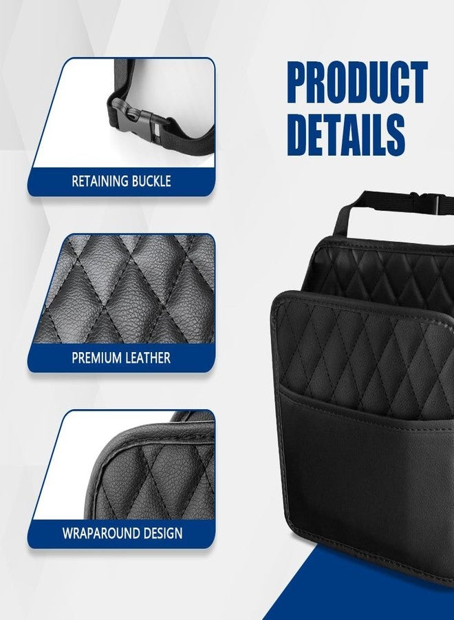 VENEXA Car Seat Organizer, Waterproof Pu Leather Backseat Car Organizer and Storage Bag Foldable Universal Hanging Car Seat Back Organizers for Kids & Adults (Black 1 Pack) - Image 3