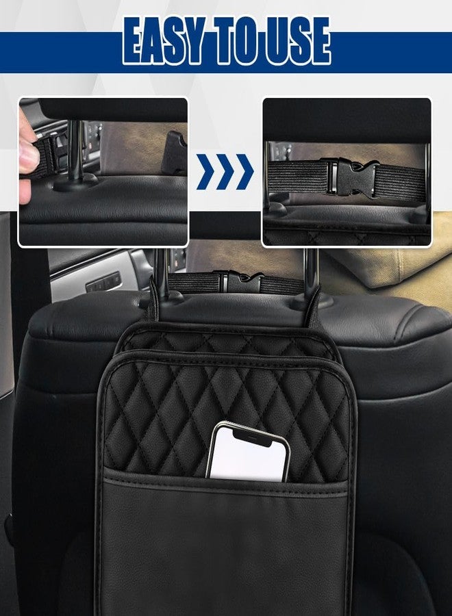 VENEXA Car Seat Organizer, Waterproof Pu Leather Backseat Car Organizer and Storage Bag Foldable Universal Hanging Car Seat Back Organizers for Kids & Adults (Black 1 Pack) - Image 4