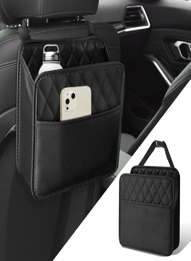 VENEXA Car Seat Organizer, Waterproof Pu Leather Backseat Car Organizer and Storage Bag Foldable Universal Hanging Car Seat Back Organizers for Kids & Adults (Black 1 Pack) - Image 1