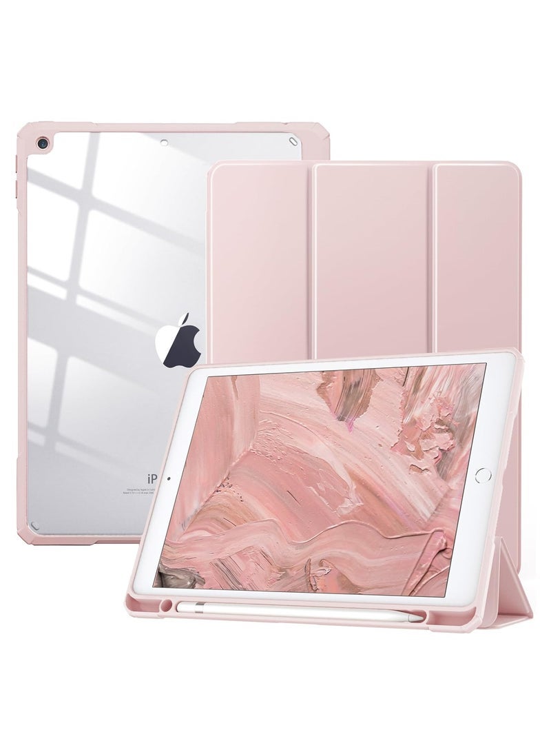 TIGER Case for iPad 9th Generation 2021/iPad 8th Generation 2020/iPad 7th Generation 2019 10.2 inch with Pencil Holder, Slim Protective Cover with Clear Back Shell, Auto Wake/Sleep, (Pink) - Image 1